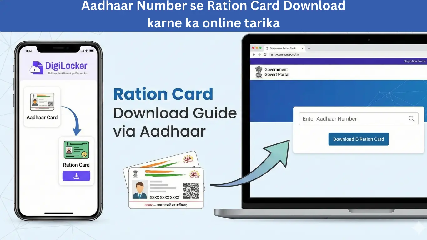 Aadhaar Number se Ration Card Download karne ka online tarika